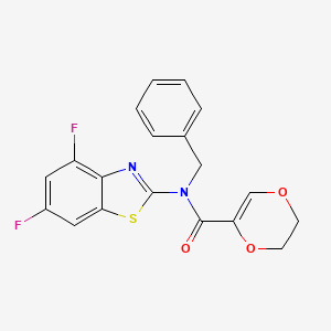 molecular formula C19H14F2N2O3S B2979369 N-苄基-N-(4,6-二氟苯并[d]噻唑-2-基)-5,6-二氢-1,4-二恶烷-2-甲酰胺 CAS No. 899735-06-9