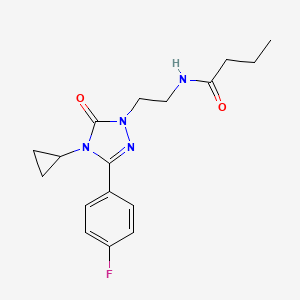 molecular formula C17H21FN4O2 B2979375 N-(2-(4-环丙基-3-(4-氟苯基)-5-氧代-4,5-二氢-1H-1,2,4-三唑-1-基)乙基)丁酰胺 CAS No. 2320958-27-6