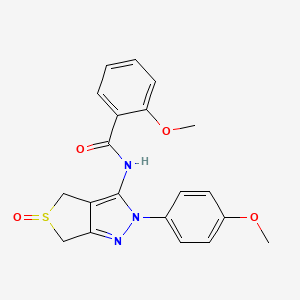 molecular formula C20H19N3O4S B2979385 2-methoxy-N-[2-(4-methoxyphenyl)-5-oxo-4,6-dihydrothieno[3,4-c]pyrazol-3-yl]benzamide CAS No. 958716-87-5