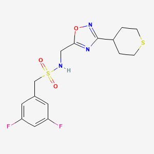 molecular formula C15H17F2N3O3S2 B2979394 1-(3,5-difluorophenyl)-N-((3-(tetrahydro-2H-thiopyran-4-yl)-1,2,4-oxadiazol-5-yl)methyl)methanesulfonamide CAS No. 2034380-36-2