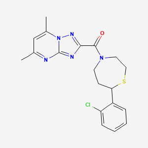 molecular formula C19H20ClN5OS B2979404 (7-(2-Chlorophenyl)-1,4-thiazepan-4-yl)(5,7-dimethyl-[1,2,4]triazolo[1,5-a]pyrimidin-2-yl)methanone CAS No. 1798638-46-6