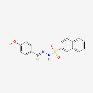 molecular formula C18H16N2O3S B2979407 (E)-N'-(4-甲氧基苄亚基)萘-2-磺酰肼 CAS No. 121780-13-0