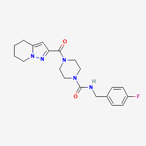 molecular formula C20H24FN5O2 B2979411 N-(4-氟苄基)-4-(4,5,6,7-四氢吡唑并[1,5-a]吡啪-2-甲酰基)哌嗪-1-甲酸盐 CAS No. 2034264-40-7