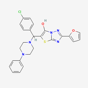 molecular formula C25H22ClN5O2S B2979414 5-((4-氯苯基)(4-苯基哌嗪-1-基)甲基)-2-(呋喃-2-基)噻唑并[3,2-b][1,2,4]三唑-6-醇 CAS No. 887220-64-6