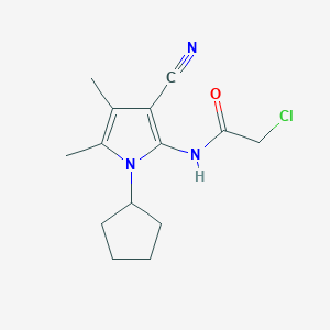 molecular formula C14H18ClN3O B2979424 2-chloro-N-(3-cyano-1-cyclopentyl-4,5-dimethyl-1H-pyrrol-2-yl)acetamide CAS No. 923190-03-8