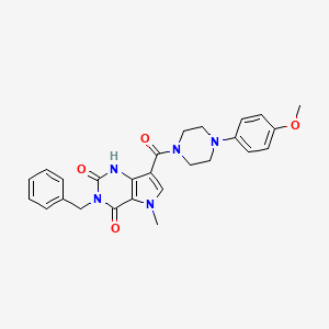 molecular formula C26H27N5O4 B2979428 3-苄基-7-(4-(4-甲氧基苯基)哌嗪-1-甲酰基)-5-甲基-1H-吡咯并[3,2-d]嘧啶-2,4(3H,5H)-二酮 CAS No. 921783-65-5