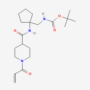 molecular formula C20H33N3O4 B2979429 Tert-butyl N-[[1-[(1-prop-2-enoylpiperidine-4-carbonyl)amino]cyclopentyl]methyl]carbamate CAS No. 2361821-53-4