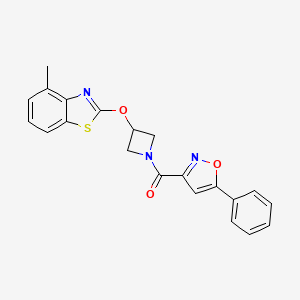 molecular formula C21H17N3O3S B2979440 (3-((4-Methylbenzo[d]thiazol-2-yl)oxy)azetidin-1-yl)(5-phenylisoxazol-3-yl)methanone CAS No. 1421531-31-8