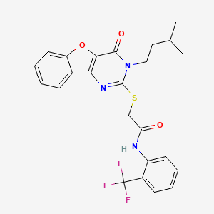 2-{[3-(3-methylbutyl)-4-oxo-3,4-dihydro[1]benzofuro[3,2-d]pyrimidin-2-yl]sulfanyl}-N-[2-(trifluoromethyl)phenyl]acetamide