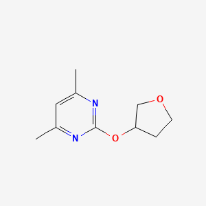 molecular formula C10H14N2O2 B2979454 4,6-二甲基-2-(氧杂环丙烷-3-氧基)嘧啶 CAS No. 2175978-34-2