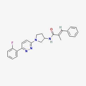 molecular formula C24H23FN4O B2979460 (2E)-N-{1-[6-(2-fluorophenyl)pyridazin-3-yl]pyrrolidin-3-yl}-2-methyl-3-phenylacrylamide CAS No. 1396892-50-4