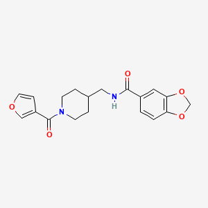 molecular formula C19H20N2O5 B2979461 N-((1-(furan-3-carbonyl)piperidin-4-yl)methyl)benzo[d][1,3]dioxole-5-carboxamide CAS No. 1396808-90-4