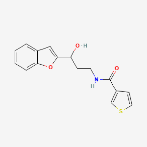 molecular formula C16H15NO3S B2979463 N-(3-(benzofuran-2-yl)-3-hydroxypropyl)thiophene-3-carboxamide CAS No. 1448136-36-4