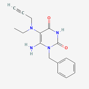 molecular formula C16H18N4O2 B2979464 6-Amino-1-benzyl-5-[ethyl(prop-2-yn-1-yl)amino]-1,2,3,4-tetrahydropyrimidine-2,4-dione CAS No. 1197829-93-8