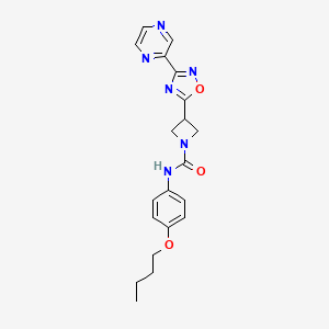 molecular formula C20H22N6O3 B2979466 N-(4-butoxyphenyl)-3-(3-(pyrazin-2-yl)-1,2,4-oxadiazol-5-yl)azetidine-1-carboxamide CAS No. 1327317-47-4