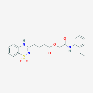 molecular formula C21H23N3O5S B2979468 2-((2-ethylphenyl)amino)-2-oxoethyl 4-(1,1-dioxido-2H-benzo[e][1,2,4]thiadiazin-3-yl)butanoate CAS No. 899976-21-7