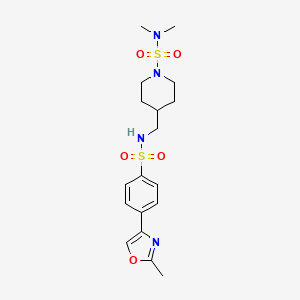 molecular formula C18H26N4O5S2 B2979481 N,N-二甲基-4-((4-(2-甲基恶唑-4-基)苯磺酰胺)甲基)哌啶-1-磺酰胺 CAS No. 2034282-51-2