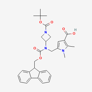 molecular formula C31H35N3O6 B2979482 5-[[9H-Fluoren-9-ylmethoxycarbonyl-[1-[(2-methylpropan-2-yl)oxycarbonyl]azetidin-3-yl]amino]methyl]-1,2-dimethylpyrrole-3-carboxylic acid CAS No. 2138240-62-5
