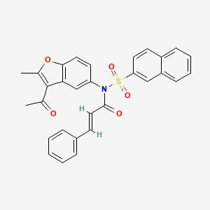 N-(3-acetyl-2-methylbenzofuran-5-yl)-N-(naphthalen-2-ylsulfonyl)cinnamamide