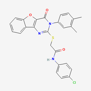 molecular formula C26H20ClN3O3S B2979485 N-(4-chlorophenyl)-2-[[3-(3,4-dimethylphenyl)-4-oxo-[1]benzofuro[3,2-d]pyrimidin-2-yl]sulfanyl]acetamide CAS No. 872207-92-6