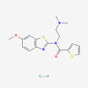 molecular formula C17H20ClN3O2S2 B2979514 N-(2-(dimethylamino)ethyl)-N-(6-methoxybenzo[d]thiazol-2-yl)thiophene-2-carboxamide hydrochloride CAS No. 1216740-94-1