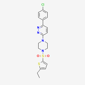 molecular formula C20H21ClN4O2S2 B2979519 3-(4-Chlorophenyl)-6-(4-((5-ethylthiophen-2-yl)sulfonyl)piperazin-1-yl)pyridazine CAS No. 1021070-64-3