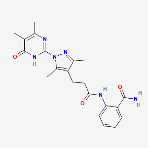 2-(3-(1-(4,5-dimethyl-6-oxo-1,6-dihydropyrimidin-2-yl)-3,5-dimethyl-1H-pyrazol-4-yl)propanamido)benzamide