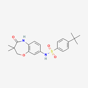 molecular formula C21H26N2O4S B2979522 4-(tert-butyl)-N-(3,3-dimethyl-4-oxo-2,3,4,5-tetrahydrobenzo[b][1,4]oxazepin-8-yl)benzenesulfonamide CAS No. 922125-30-2