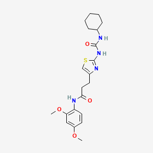 molecular formula C21H28N4O4S B2979527 3-(2-(3-cyclohexylureido)thiazol-4-yl)-N-(2,4-dimethoxyphenyl)propanamide CAS No. 1091020-57-3