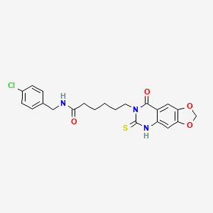 molecular formula C22H22ClN3O4S B2979531 N-[(4-chlorophenyl)methyl]-6-(8-oxo-6-sulfanylidene-5H-[1,3]dioxolo[4,5-g]quinazolin-7-yl)hexanamide CAS No. 688053-75-0