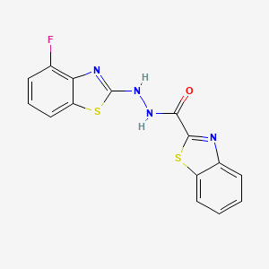 molecular formula C15H9FN4OS2 B2979532 N'-(4-fluoro-1,3-benzothiazol-2-yl)-1,3-benzothiazole-2-carbohydrazide CAS No. 851978-81-9