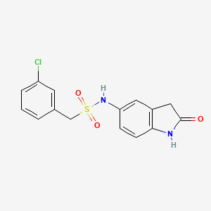 molecular formula C15H13ClN2O3S B2979539 1-(3-chlorophenyl)-N-(2-oxoindolin-5-yl)methanesulfonamide CAS No. 921812-53-5
