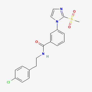 molecular formula C19H18ClN3O3S B2979543 N-(4-氯苯乙基)-3-(2-(甲磺酰基)-1H-咪唑-1-基)苯甲酰胺 CAS No. 2034242-52-7
