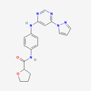 N-(4-((6-(1H-pyrazol-1-yl)pyrimidin-4-yl)amino)phenyl)tetrahydrofuran-2-carboxamide