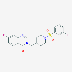 7-Fluoro-3-[[1-(3-fluorophenyl)sulfonylpiperidin-4-yl]methyl]quinazolin-4-one