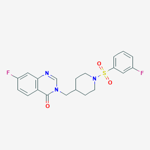 molecular formula C20H19F2N3O3S B2979564 7-Fluoro-3-[[1-(3-fluorophenyl)sulfonylpiperidin-4-yl]methyl]quinazolin-4-one CAS No. 2415623-99-1