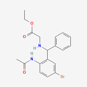 molecular formula C19H21BrN2O3 B2979568 Ethyl 2-[[(2-acetamido-5-bromophenyl)-phenylmethyl]amino]acetate CAS No. 312750-51-9