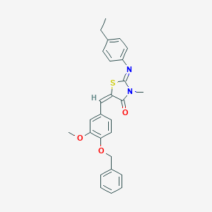 molecular formula C27H26N2O3S B297957 (2E,5E)-5-[4-(benzyloxy)-3-methoxybenzylidene]-2-[(4-ethylphenyl)imino]-3-methyl-1,3-thiazolidin-4-one 
