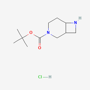 molecular formula C11H21ClN2O2 B2979585 盐酸叔丁基3,7-二氮杂双环[4.2.0]辛烷-3-甲酸酯 CAS No. 2173992-36-2