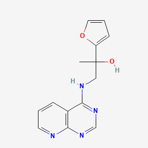 molecular formula C14H14N4O2 B2979587 2-(Furan-2-yl)-1-(pyrido[2,3-d]pyrimidin-4-ylamino)propan-2-ol CAS No. 2380041-03-0