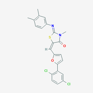 molecular formula C23H18Cl2N2O2S B297959 (2E,5E)-5-{[5-(2,5-dichlorophenyl)furan-2-yl]methylidene}-2-[(3,4-dimethylphenyl)imino]-3-methyl-1,3-thiazolidin-4-one 