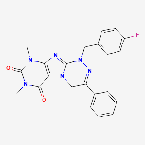 molecular formula C22H19FN6O2 B2979595 1-(4-fluorobenzyl)-7,9-dimethyl-3-phenyl-7,9-dihydro-[1,2,4]triazino[3,4-f]purine-6,8(1H,4H)-dione CAS No. 898448-43-6