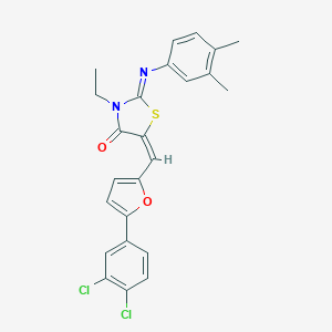 molecular formula C24H20Cl2N2O2S B297960 5-{[5-(3,4-Dichlorophenyl)-2-furyl]methylene}-2-[(3,4-dimethylphenyl)imino]-3-ethyl-1,3-thiazolidin-4-one 