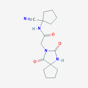 molecular formula C15H20N4O3 B2979600 N-(1-cyanocyclopentyl)-2-(2,4-dioxo-1,3-diazaspiro[4.4]nonan-3-yl)acetamide CAS No. 931052-56-1