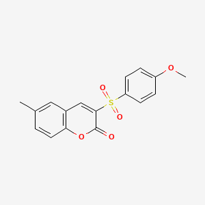 molecular formula C17H14O5S B2979616 3-(4-甲氧基苯基)磺酰基-6-甲基色满-2-酮 CAS No. 902506-94-9