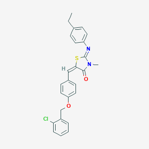 molecular formula C26H23ClN2O2S B297962 (2E,5E)-5-{4-[(2-chlorobenzyl)oxy]benzylidene}-2-[(4-ethylphenyl)imino]-3-methyl-1,3-thiazolidin-4-one 