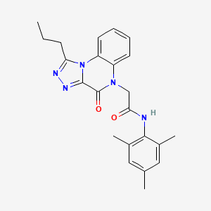 molecular formula C23H25N5O2 B2979620 2-(4-oxo-1-propyl[1,2,4]triazolo[4,3-a]quinoxalin-5(4H)-yl)-N-(2,4,6-trimethylphenyl)acetamide CAS No. 1260998-63-7