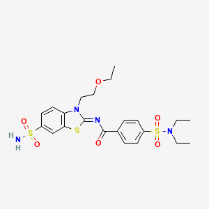 molecular formula C22H28N4O6S3 B2979630 (Z)-4-(N,N-diethylsulfamoyl)-N-(3-(2-ethoxyethyl)-6-sulfamoylbenzo[d]thiazol-2(3H)-ylidene)benzamide CAS No. 865173-76-8