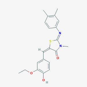 molecular formula C21H22N2O3S B297964 (2E,5E)-2-[(3,4-dimethylphenyl)imino]-5-(3-ethoxy-4-hydroxybenzylidene)-3-methyl-1,3-thiazolidin-4-one 