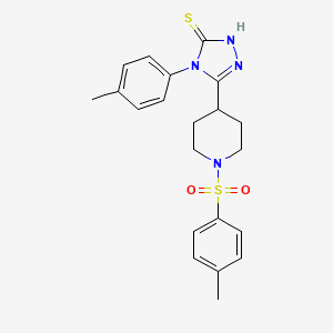molecular formula C21H24N4O2S2 B2979641 4-(p-tolyl)-3-(1-tosylpiperidin-4-yl)-1H-1,2,4-triazole-5(4H)-thione CAS No. 931359-56-7
